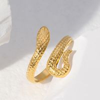 304 Stainless Steel 18K Gold Plated Cool Style Irregular Snake Open Rings main image 4