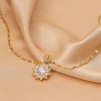 Wholesale Fashion Shell Elk 304 Stainless Steel Copper Plating 18K Gold Plated White-Plated K Artificial Pearls Zircon Pendant Necklace sku image 141