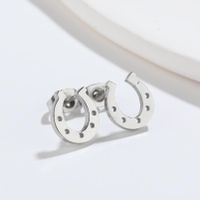 1 Pair Fashion Star Moon Wings Titanium Steel Asymmetrical Plating Hollow Out Ear Studs sku image 3
