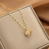 Wholesale Fashion Shell Elk 304 Stainless Steel Copper Plating 18K Gold Plated White-Plated K Artificial Pearls Zircon Pendant Necklace sku image 113