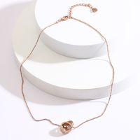 304 Stainless Steel 14K Gold Plated Fashion Plating Inlay Round Rhinestones Necklace main image 2