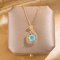 Wholesale Fashion Shell Elk 304 Stainless Steel Copper Plating 18K Gold Plated White-Plated K Artificial Pearls Zircon Pendant Necklace sku image 146