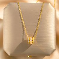 Wholesale Fashion Shell Elk 304 Stainless Steel Copper Plating 18K Gold Plated White-Plated K Artificial Pearls Zircon Pendant Necklace sku image 32