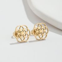 Fashion Flower Stainless Steel Plating Hollow Out Ear Studs 1 Pair sku image 3