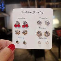 Fashion Star Heart Shape Flower Alloy Inlay Rhinestones Women's Ear Studs 1 Set sku image 19