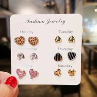 Fashion Star Heart Shape Flower Alloy Inlay Rhinestones Women's Ear Studs 1 Set sku image 20