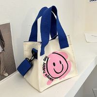 Women's Fashion Smiley Face Canvas Shopping Bags sku image 3