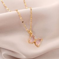 Wholesale Fashion Shell Elk 304 Stainless Steel Copper Plating 18K Gold Plated White-Plated K Artificial Pearls Zircon Pendant Necklace sku image 27