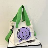 Women's Fashion Smiley Face Canvas Shopping Bags sku image 2