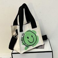 Women's Fashion Smiley Face Canvas Shopping Bags sku image 4