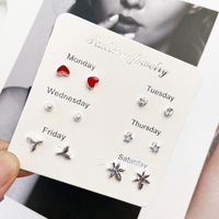 Fashion Star Heart Shape Flower Alloy Inlay Rhinestones Women's Ear Studs 1 Set sku image 12