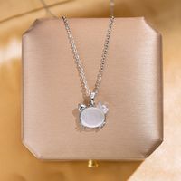 Wholesale Fashion Shell Elk 304 Stainless Steel Copper Plating 18K Gold Plated White-Plated K Artificial Pearls Zircon Pendant Necklace sku image 4