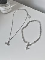 1 Piece Simple Style Planet Alloy Inlay Rhinestones Silver Plated Women's Necklace main image 4