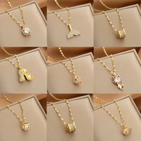 Wholesale Fashion Shell Elk 304 Stainless Steel Copper Plating 18K Gold Plated White-Plated K Artificial Pearls Zircon Pendant Necklace main image 1
