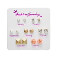 Fashion Star Heart Shape Flower Alloy Inlay Rhinestones Women's Ear Studs 1 Set sku image 39