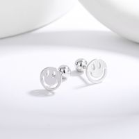 1 Pair Lady Smiley Face Sterling Silver Plating Ear Studs sku image 1