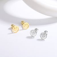 1 Pair Lady Smiley Face Sterling Silver Plating Ear Studs main image 1