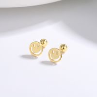 1 Pair Lady Smiley Face Sterling Silver Plating Ear Studs main image 2