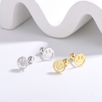 1 Pair Lady Smiley Face Sterling Silver Plating Ear Studs main image 5