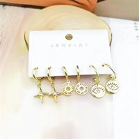 Retro Classic Style Star Smiley Face Butterfly Copper Inlay Zircon Earrings sku image 2