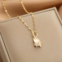Wholesale Fashion Shell Elk 304 Stainless Steel Copper Plating 18K Gold Plated White-Plated K Artificial Pearls Zircon Pendant Necklace sku image 5