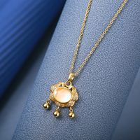 Wholesale Fashion Shell Elk 304 Stainless Steel Copper Plating 18K Gold Plated White-Plated K Artificial Pearls Zircon Pendant Necklace sku image 57