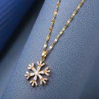 Wholesale Fashion Shell Elk 304 Stainless Steel Copper Plating 18K Gold Plated White-Plated K Artificial Pearls Zircon Pendant Necklace sku image 89
