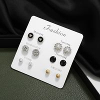 Fashion Star Heart Shape Flower Alloy Inlay Rhinestones Women's Ear Studs 1 Set sku image 18