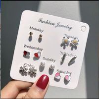 Fashion Star Heart Shape Flower Alloy Inlay Rhinestones Women's Ear Studs 1 Set sku image 35