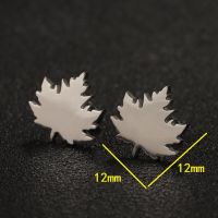 1 Pair Simple Style Commute Maple Leaf Plating Stainless Steel Ear Studs main image 5