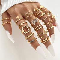 Bohemian Animal Flower Alloy Plating Inlay Artificial Pearls Artificial Diamond Women's Open Rings main image 1