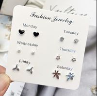 Fashion Star Heart Shape Flower Alloy Inlay Rhinestones Women's Ear Studs 1 Set sku image 26