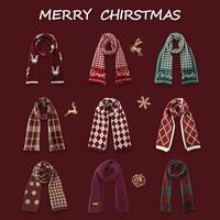 Women's Sweet Letter Plaid Elk Imitation Cashmere Winter Scarves main image 2