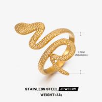 304 Stainless Steel 18K Gold Plated Elegant Plating Snake Open Ring sku image 2