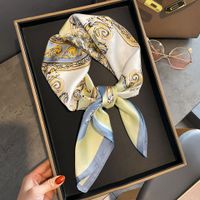 Women's Elegant Simple Style Flower Satin Printing Silk Scarf sku image 21