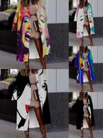 Women's Fashion Color Block Printing Placket Coat Woolen Coat main image 6