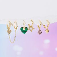 Yakemiyou Fashion Star Bear Heart Shape Copper Zircon Dangling Earrings In Bulk main image 3