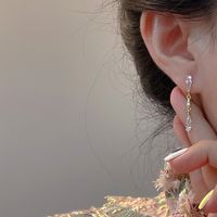 1 Pair Lady Geometric Star Bow Knot Tassel Inlay Alloy Artificial Rhinestones Artificial Pearls Drop Earrings sku image 11
