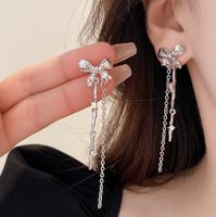 1 Pair Lady Geometric Star Bow Knot Tassel Inlay Alloy Artificial Rhinestones Artificial Pearls Drop Earrings sku image 32