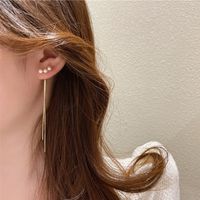 1 Pair Lady Geometric Star Bow Knot Tassel Inlay Alloy Artificial Rhinestones Artificial Pearls Drop Earrings sku image 3