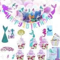Birthday Mermaid Paper Party Decorative Props main image 2