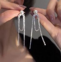 1 Pair Lady Geometric Star Bow Knot Tassel Inlay Alloy Artificial Rhinestones Artificial Pearls Drop Earrings sku image 21