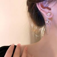 1 Pair Lady Geometric Star Bow Knot Tassel Inlay Alloy Artificial Rhinestones Artificial Pearls Drop Earrings sku image 34