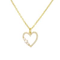 Streetwear Heart Shape Copper Plating Inlay Zircon Gold Plated Pendant Necklace sku image 4