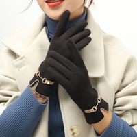 Women's Fashion Solid Color Velvet Polyester Gloves 1 Pair sku image 2