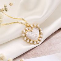 Streetwear Heart Shape Copper Plating Inlay Zircon Gold Plated Pendant Necklace main image 1
