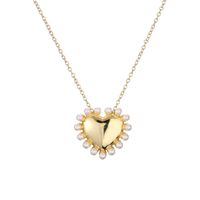 Streetwear Heart Shape Copper Plating Inlay Zircon Gold Plated Pendant Necklace sku image 8
