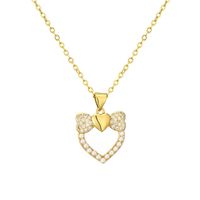 Streetwear Heart Shape Copper Plating Inlay Zircon Gold Plated Pendant Necklace sku image 3