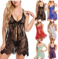 Solid Color Sexy See-through Hollow Out Pajamas main image 1