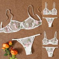 Flower Sheer Bra Sexy Embroidery See-through Low Waist See-through Sexy Lingerie main image 1